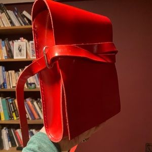 Cherry/ firecracker red TRIPPEN eye catching, crossbody bag. Stunning statement.